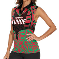 Custom Aotearoa Tuhoe Women Sleeveless Polo Shirt Maori Pattern New Zealand - Polynesian Pride