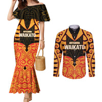 Custom Aotearoa Waikato Couples Matching Mermaid Dress and Long Sleeve Button Shirt Maori Pattern New Zealand - Polynesian Pride