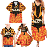Custom Aotearoa Waikato Family Matching Summer Maxi Dress and Hawaiian Shirt Maori Pattern New Zealand - Polynesian Pride