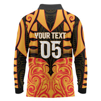 Custom Aotearoa Waikato Long Sleeve Polo Shirt Maori Pattern New Zealand - Polynesian Pride
