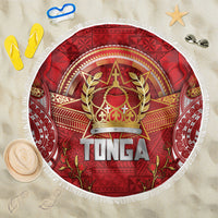 Tonga King's Birthday Beach Blanket Gold Royal Crown Tribal Patterns DT05 One Size 150cm Red - Polynesian Pride