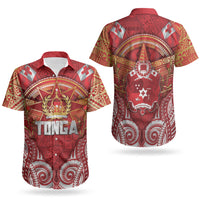 Tonga King's Birthday Couples Matching Off Shoulder Maxi Dress and Hawaiian Shirt Gold Royal Crown Tribal Patterns DT05 - Polynesian Pride