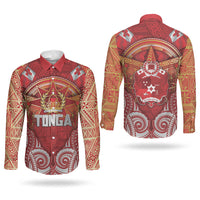 Tonga King's Birthday Couples Matching Short Sleeve Bodycon Dress and Long Sleeve Button Shirt Gold Royal Crown Tribal Patterns DT05 - Polynesian Pride