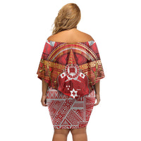Tonga King's Birthday Family Matching Off Shoulder Short Dress and Hawaiian Shirt Gold Royal Crown Tribal Patterns DT05 - Polynesian Pride