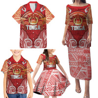 Tonga King's Birthday Family Matching Puletasi and Hawaiian Shirt Gold Royal Crown Tribal Patterns DT05 - Polynesian Pride