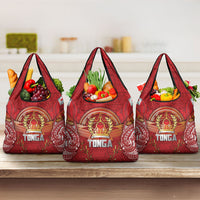 Tonga King's Birthday Grocery Bag Gold Royal Crown Tribal Patterns DT05 3-pack One Size Red - Polynesian Pride