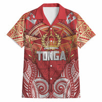 Tonga King's Birthday Hawaiian Shirt Gold Royal Crown Tribal Patterns DT05 Red - Polynesian Pride