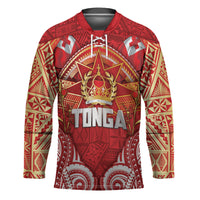 Tonga King's Birthday Hockey Jersey Gold Royal Crown Tribal Patterns DT05 Unisex Red - Polynesian Pride