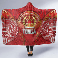 Tonga King's Birthday Hooded Blanket Gold Royal Crown Tribal Patterns DT05 One Size Red - Polynesian Pride