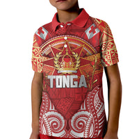 Tonga King's Birthday Kid Polo Shirt Gold Royal Crown Tribal Patterns DT05 Kid Red - Polynesian Pride