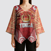 Tonga King's Birthday Kimono Sleeve Blouse Gold Royal Crown Tribal Patterns DT05 - Polynesian Pride