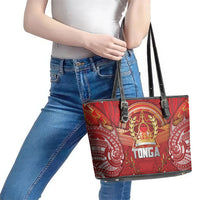 Tonga King's Birthday Leather Tote Bag Gold Royal Crown Tribal Patterns DT05 - Polynesian Pride