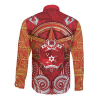 Tonga King's Birthday Long Sleeve Button Shirt Gold Royal Crown Tribal Patterns DT05 - Polynesian Pride