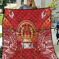 Tonga King's Birthday Quilt Gold Royal Crown Tribal Patterns DT05 Red - Polynesian Pride