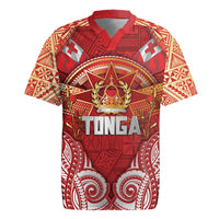Tonga King's Birthday Rugby Jersey Gold Royal Crown Tribal Patterns DT05 Red - Polynesian Pride