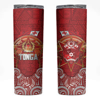 Tonga King's Birthday Skinny Tumbler Gold Royal Crown Tribal Patterns DT05 Red - Polynesian Pride