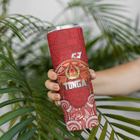 Tonga King's Birthday Skinny Tumbler Gold Royal Crown Tribal Patterns DT05 - Polynesian Pride