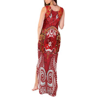 Tonga King's Birthday Tank Maxi Dress Gold Royal Crown Tribal Patterns DT05 - Polynesian Pride