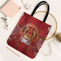 Tonga King's Birthday Tote Bag Gold Royal Crown Tribal Patterns DT05 Black Strap One Size Red - Polynesian Pride