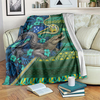 Solomon Islands Independence Day Blanket Crocodile Hibiscus Tribal Pattern