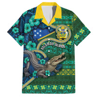 Personalised Solomon Islands Independence Day Hawaiian Shirt Crocodile Hibiscus Tribal Pattern DT05 Green - Polynesian Pride