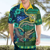 Personalised Solomon Islands Independence Day Hawaiian Shirt Crocodile Hibiscus Tribal Pattern DT05 - Polynesian Pride