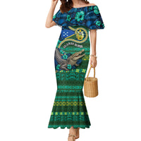 Personalised Solomon Islands Independence Day Mermaid Dress Crocodile Hibiscus Tribal Pattern