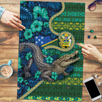 Solomon Islands Independence Day Puzzle Crocodile Hibiscus Tribal Pattern