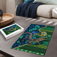 Solomon Islands Independence Day Puzzle Crocodile Hibiscus Tribal Pattern