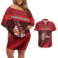French Polynesia Is In My DNA Couples Matching Off Shoulder Short Dress and Hawaiian Shirt - Polynesian Pride