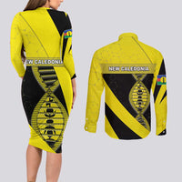 New Caledonia Is In My DNA Couples Matching Long Sleeve Bodycon Dress and Long Sleeve Button Shirt - Polynesian Pride