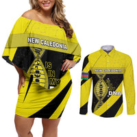 New Caledonia Is In My DNA Couples Matching Off Shoulder Short Dress and Long Sleeve Button Shirt - Polynesian Pride