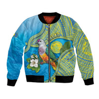 Personalised Palau Biib Bird Bomber Jacket Rur Flower And Rock Islands Patterns