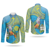 Personalised Palau Biib Bird Couples Matching Tank Maxi Dress and Long Sleeve Button Shirt Rur Flower And Rock Islands Patterns DT05 - Polynesian Pride