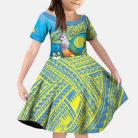 Personalised Palau Biib Bird Family Matching Long Sleeve Bodycon Dress and Hawaiian Shirt Rur Flower And Rock Islands Patterns