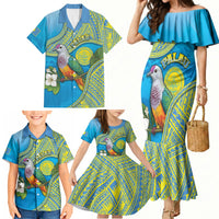 Personalised Palau Biib Bird Family Matching Mermaid Dress and Hawaiian Shirt Rur Flower And Rock Islands Patterns DT05 - Polynesian Pride