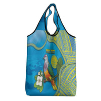 Personalised Palau Biib Bird Grocery Bag Rur Flower And Rock Islands Patterns