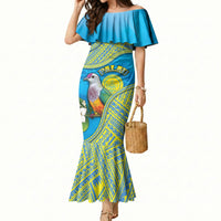 Personalised Palau Biib Bird Mermaid Dress Rur Flower And Rock Islands Patterns DT05 Women Blue - Polynesian Pride
