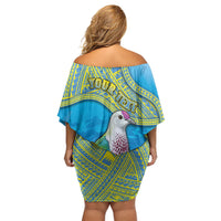 Personalised Palau Biib Bird Off Shoulder Short Dress Rur Flower And Rock Islands Patterns