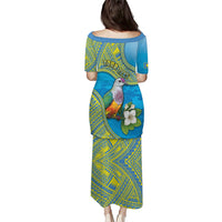 Personalised Palau Biib Bird Puletasi Rur Flower And Rock Islands Patterns
