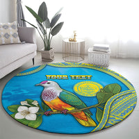 Personalised Palau Biib Bird Round Carpet Rur Flower And Rock Islands Patterns