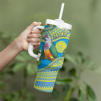 Personalised Palau Biib Bird Tumbler With Handle Rur Flower And Rock Islands Patterns