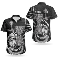 Personalised Guam Liberation Day Couples Matching Long Sleeve Bodycon Dress and Hawaiian Shirt Black White Latte Stone Tribal Patterns DT05 - Polynesian Pride