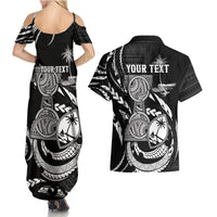 Personalised Guam Liberation Day Couples Matching Summer Maxi Dress and Hawaiian Shirt Black White Latte Stone Tribal Patterns