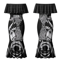 Personalised Guam Liberation Day Family Matching Mermaid Dress and Hawaiian Shirt Black White Latte Stone Tribal Patterns DT05 Mom's Dress Black - Polynesian Pride
