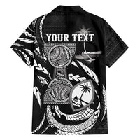 Personalised Guam Liberation Day Family Matching Off The Shoulder Long Sleeve Dress and Hawaiian Shirt Black White Latte Stone Tribal Patterns