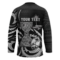 Personalised Guam Liberation Day Hockey Jersey Black White Latte Stone Tribal Patterns