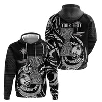 Personalised Guam Liberation Day Hoodie Black White Latte Stone Tribal Patterns