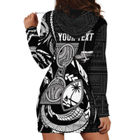 Personalised Guam Liberation Day Hoodie Dress Black White Latte Stone Tribal Patterns