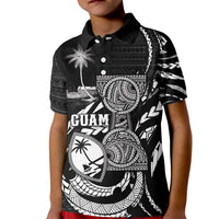 Personalised Guam Liberation Day Kid Polo Shirt Black White Latte Stone Tribal Patterns